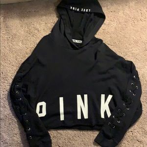 PINK crop top hoodie